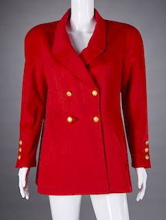 Chanel Boutique red cashmere pea coat