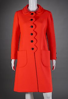 Vintage Norman Norell tomato red ladies coat
