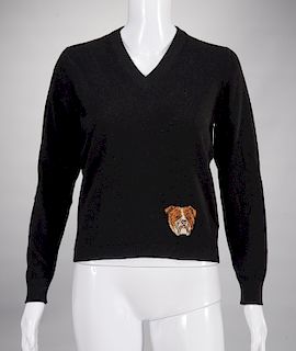 Gucci black cashmere sweater with bulldog