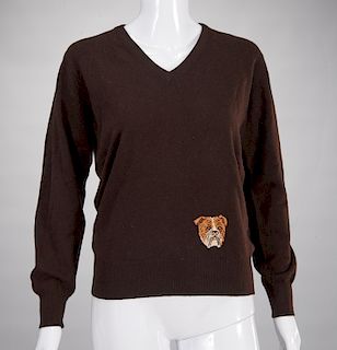Gucci brown cashmere sweater with bulldog