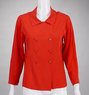 Chanel Boutique red silk blouse