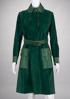 Gucci green suede belted trench coat