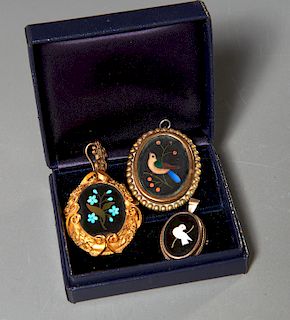 Group of pietra dura brooches