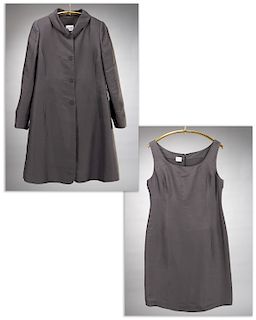 Armani Collezioni gray silk coat & dress
