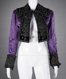 Satin beaded bolero jacket, style of Schiaparelli