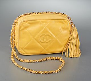 Chanel matelasse quilted yellow calfskin handbag