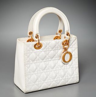 Christian Dior white Cannage "Lady Dior" handbag