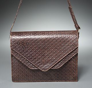 Fendi Italy embossed leather handbag