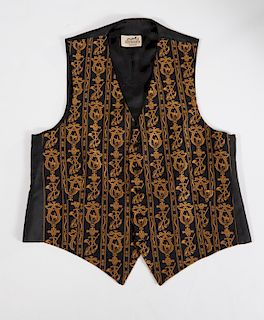 Vintage Hermes Paris men's silk waistcoat