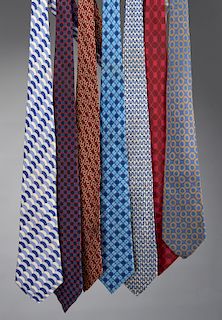 Group of Hermes men's silk ties