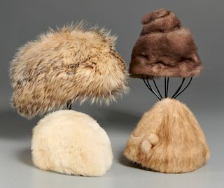 Group vintage fur hats
