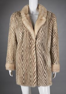 Ladies stripe fur jacket