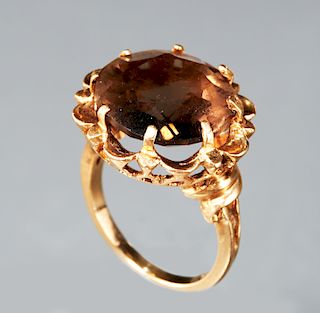 14k gold and smoky topaz ring