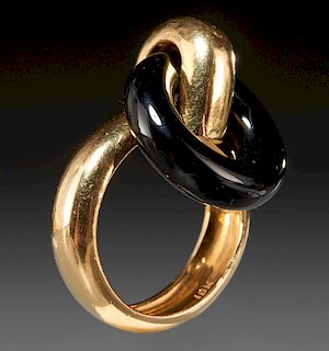 18k gold and onyx loop ring