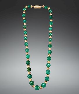 18k gold and emerald bead necklace