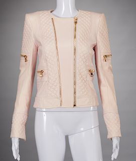 Balmain Paris pale pink lambskin jacket