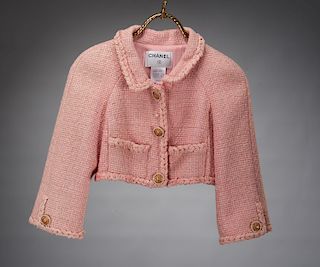 Chanel pink tweed boucle crop jacket