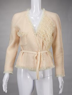 Chanel ivory boucle with organza jacket