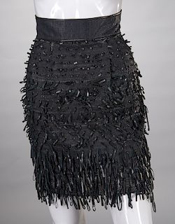 Fendi ladies black leather skirt