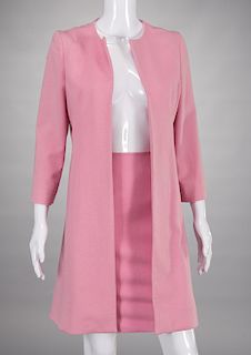 Cynthia Rose pink cashmere skirt and coat ensemble