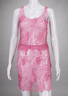 Chanel pink lace tank & skirt set