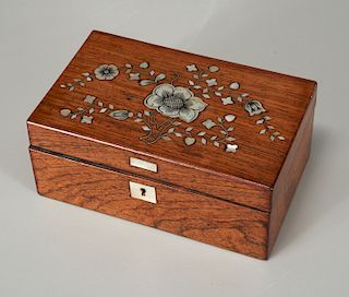 Wood box with mother of pearl inlay