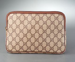 Vintage Gucci monogram canvas cosmetic pouch