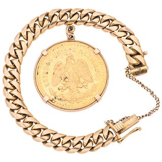 A coin 21.6K, 18K and 14K yellow gold bracelet. 
