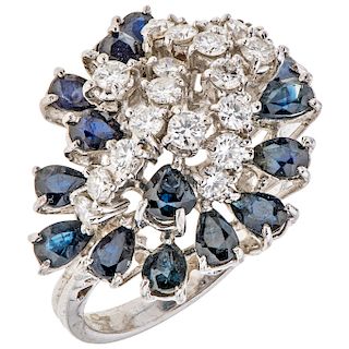A sapphire and diamond 18K white gold ring 