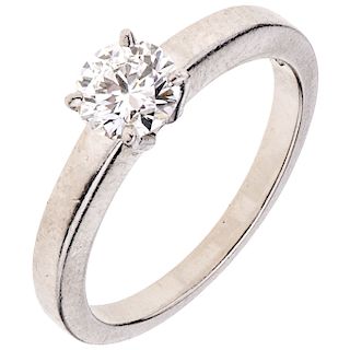 A diamond palladium silver GIA certified solitaire ring.  