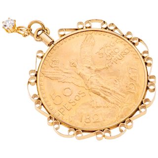 A simulant and coin 21.6K, 14K yellow gold and gold plate pendant. 