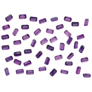 Forty seven loose amethysts. 
