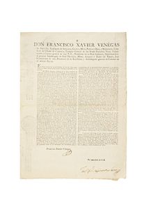 Venegas de Saavedra, Francisco Xavier. Bando. Sobre los matrimonios que pretenden contraer las personas mayores de... México: 1810.