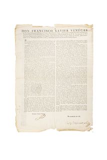 Venegas de Saavedra, Francisco Xavier. Bando. Para que la expedición de negocios se distribuyan en la Secretaria correspondiente. 1812.