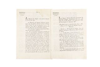 Herrera, José Manuel de. Comunicados: "La Jura de la Soberanía Nacional" / "Reglamento para la Impresión de las Actas". México: 1822.