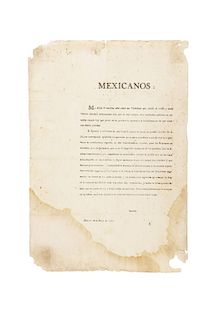 Iturbide, Agustín de. Proclama. "El Ejército y el Pueblo de esta Capital acaban de tomar partido...". México 18 de Mayo de 1822.