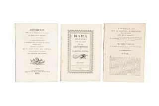 Lombardo, Fco. María / Flores Juan Ma. / Corral, J. José. Vindicación / Rara Aplicación de la Ley / Esposición. México: 1823 - 34. Pzs3