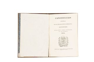 Primera Edición de la Primera Constitución Política de México. Guzmán. Juan. Constitución Federal de los Estados Mexicanos, 1824.