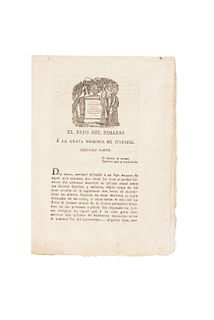 El Payo Del Rosario. A La Grata Memoria De Iturbide. Segunda Parte. México. 1826. 8 páginas.