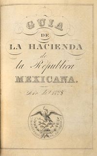 Esteva, José Ignacio. Guía de Hacienda de la República Mexicana Año de 1828. Sin pie de imprenta.