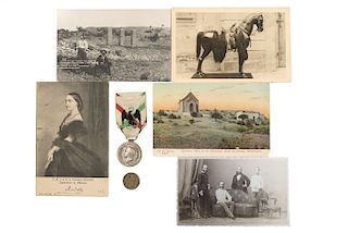 Barre, Albert Desiré. Medallas y Postales. Expedition du Mexique / Medalla Maximiliano de Austria y Postales. Piezas: 7.