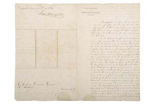 Berriozábal, Felipe. Carta Dirigida al Coronel Ignacio R. Alatorre, en contra de la Reelección de Sebastián Lerdo. Gto,1876. manuscrita