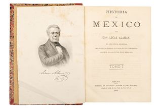 Alamán, Lucas. Historia de México con una Noticia Preliminar del Sistema de Gobierno que Regía en 1808... México, 1883-1885. Pzs: 5.