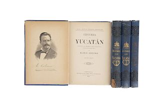 Ancona, Eligio. Historia de Yucatán, desde la Época más Remota Hasta Nuestros Días. Barcelona: 1889. Piezas: 4.