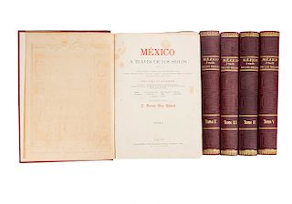 Riva Palacio, Vicente. México a Través de los Siglos. Barcelona, 1884-1889. Pzs: 5.