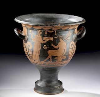 Apulian Red-Figure Bell Krater - Dionysos & Maenad