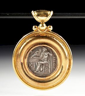Alexander the Great Drachm in 22K Gold Pendant - 19.2 g
