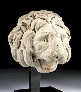 Large & Expressive Roman Marble Lion Headed Spout