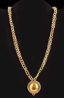 Roman 20K+ Gold Pendant on Gold Chain, ex-Christie's