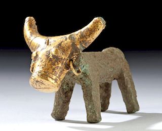 Anatolian Bronze Bull w/ Gold Leaf Face Mask